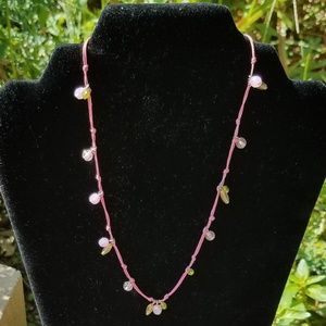 Beaded Necklace on Pink Cord